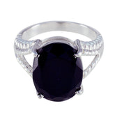 Scarlett Black Solitaire Ring with Elegant Silver Band Black Onyx Black